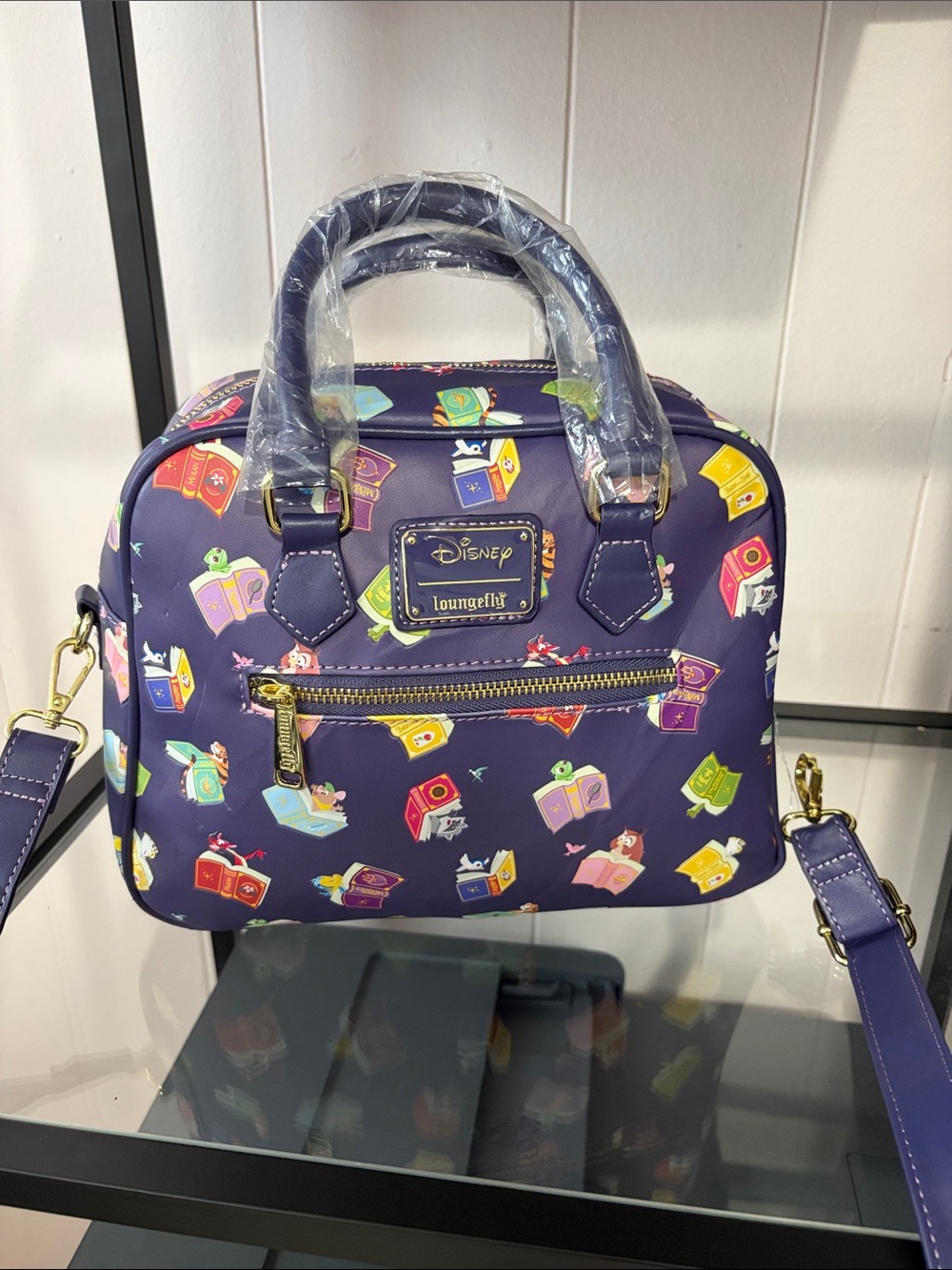 Disney Loungefly Purple Storybook Print Dome Satchel